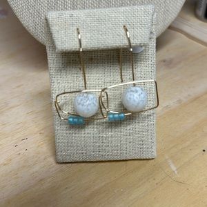 Gold tone, earrings, beaded for pierced ears, brand new